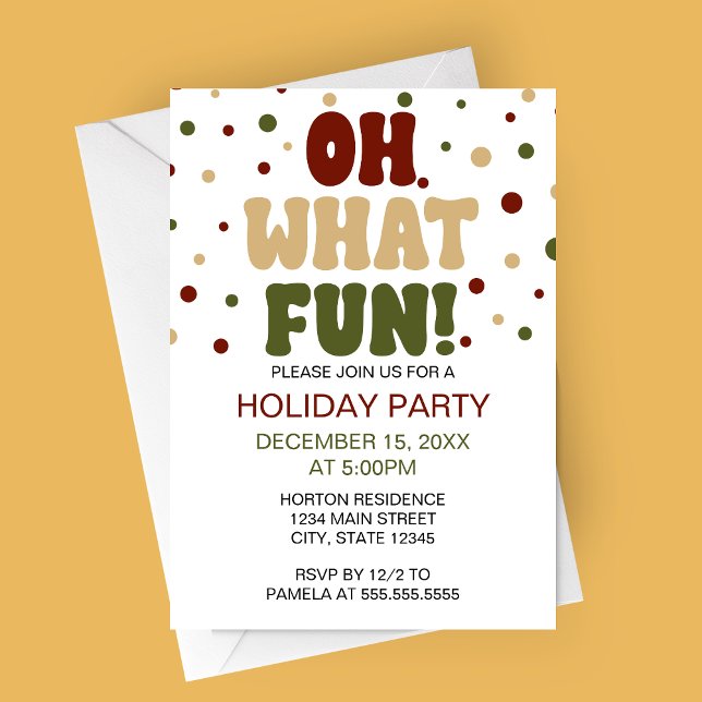 Åh Vilken inbjudan till Julfest för Roligt (Oh What Fun Retro Styled Holiday Party Invitation)