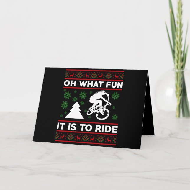 Åh vilken kul det är att cykla jul tack kort (Framsida)