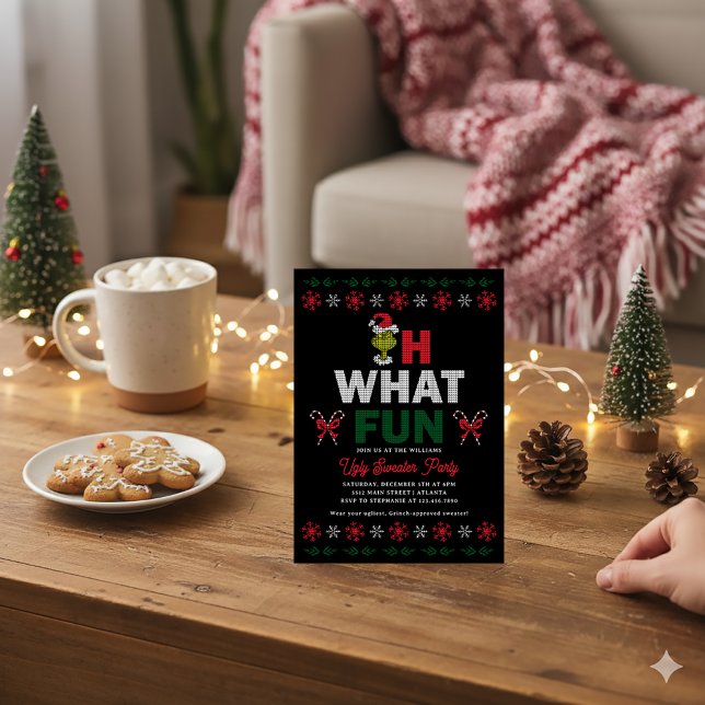Åh vilken kul Grinch ful överdragskläd julfestpart Julkort (Skapare uppladdad)