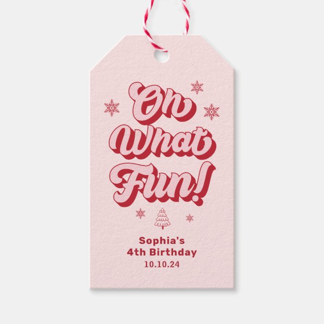 Åh Vilken Kul Jul Födelsedagsfest Förmån Presentetikett (Framsidan)