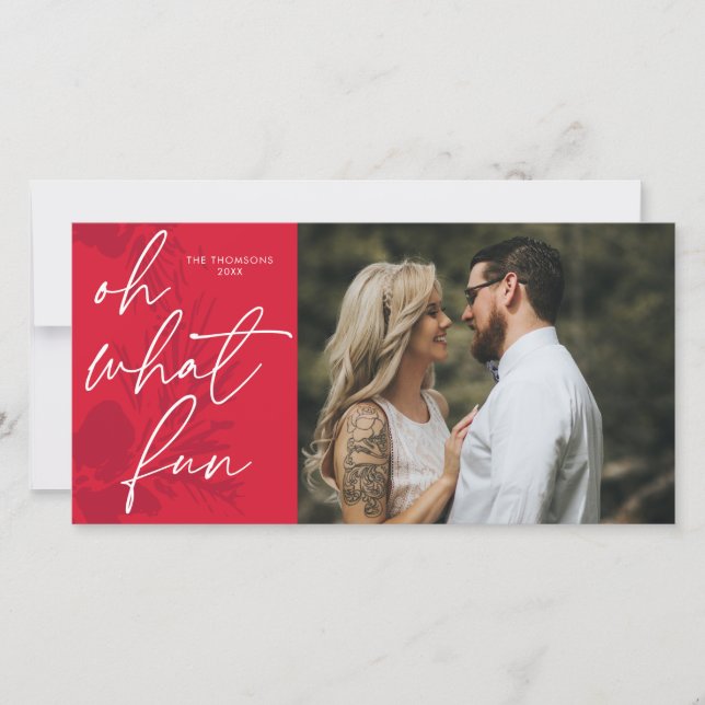 Åh vilken kul ljusröd jul julkort (Framsida)