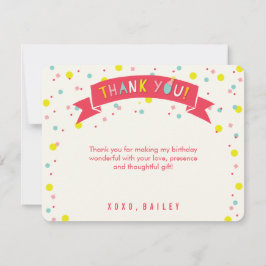 Åh vilken rolig färgglad konfettistil flickas föde tack kort