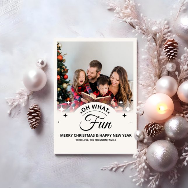 Åh Vilken Rolig Foto Modern Jul Julkort (Oh What Fun Photo Modern Christmas Holiday Card)