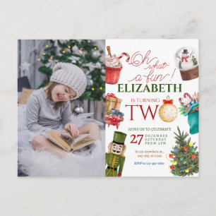 Åh vilken rolig jul 2-års födelsedagsfoto vykort