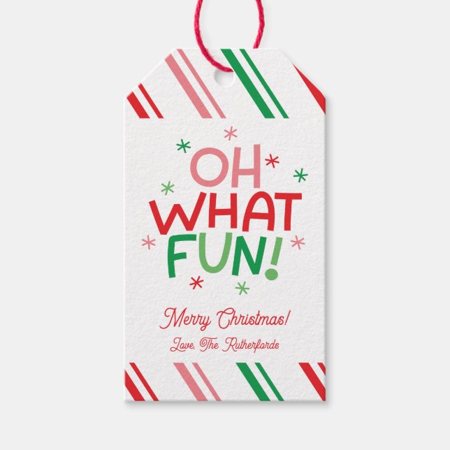 Åh Vilken Rolig Julklapps Tag Presentetikett (Framsidan)