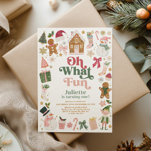 Åh Vilken Rolighet! 1-års Födelsedags Julinbjudan Inbjudningar