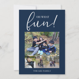 Åh Vilken Roligt 5 Photo Collage Navy Blue jul Julkort
