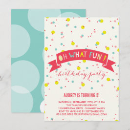 Åh Vilken Roligt Confetti Barns födelsedag Party I Inbjudningar