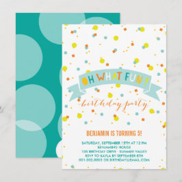 Åh Vilken Roligt Confetti Barns födelsedag Party I Inbjudningar