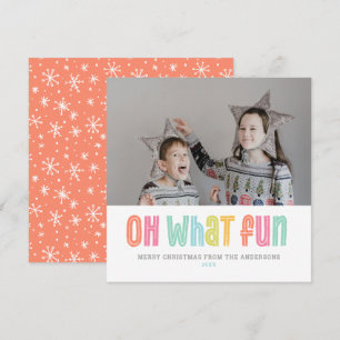 Åh vilken Roligt färglös enstaka fotofyrkant jul Julkort