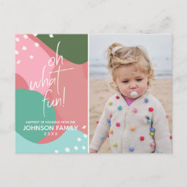 Åh, vilken Roligt färglöst Mod julfoto Vykort