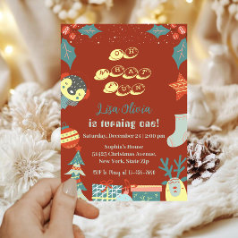 Åh Vilken Roligt Helgdag jul 1:a födelsedagen part Inbjudningar