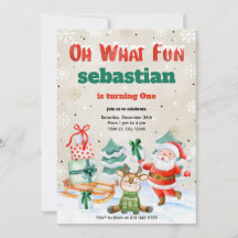 Åh, vilken Roligt jul Födelsedagsfest inbjudan