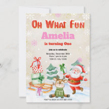Åh, vilken Roligt jul Födelsedagsfest inbjudan