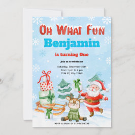 Åh, vilken Roligt jul Födelsedagsfest inbjudan