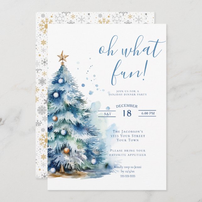 Åh, vilken Roligt jul, Helgdag, Party Inbjudningar (Fram/baksida)