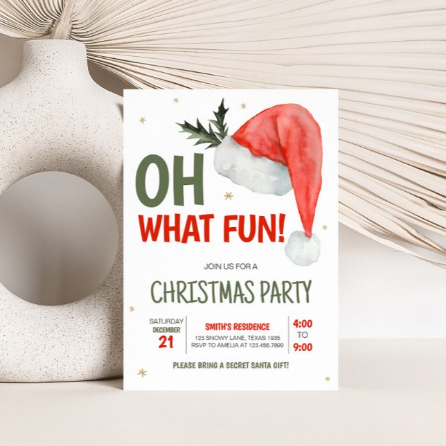 Åh, vilken Roligt jultomten Party Inbjudningar (Oh What Fun Christmas Party Invitation )
