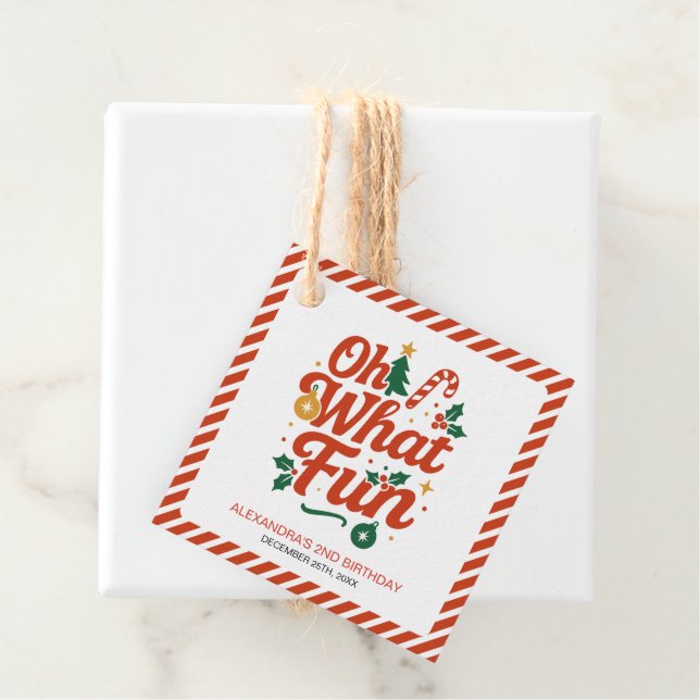 Åh Vilken Roligt Retro-julafton Gåvor Etiketter (På plats)