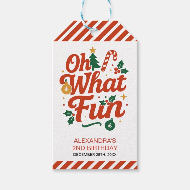 Åh Vilken Roligt Retro-julafton Presentetikett (Framsidan)