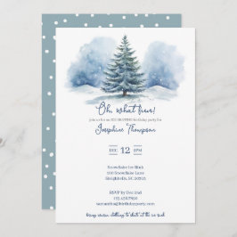 Åh, vilken roligt Snö Evergreen Winter Födelsedags Inbjudningar