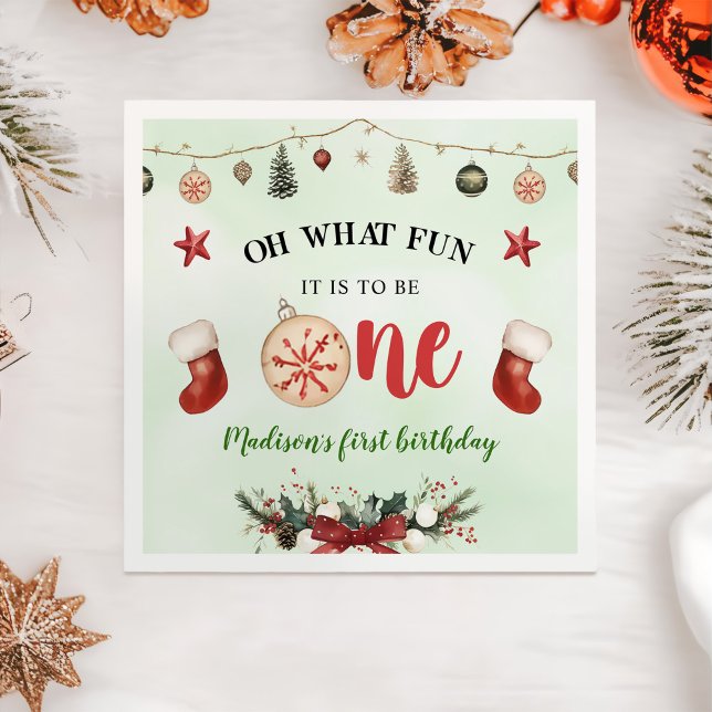 Åh, vilken Roligt som lagrar jul första födelsedag Pappersservett (Skapare uppladdad)