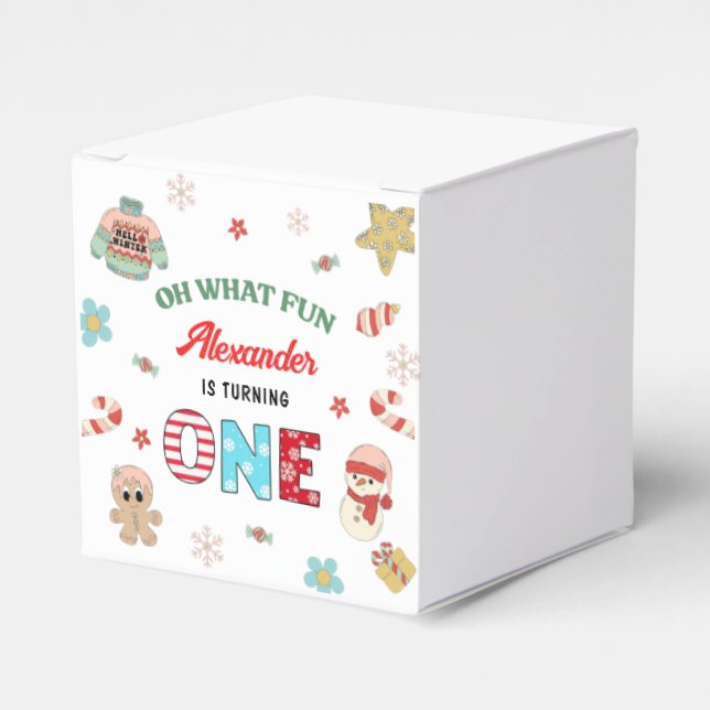 Åh Vilken Roligt Vinterjul jul 1:a födelsedag Presentaskar (Framsidan Sidan)