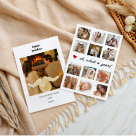 Åh, vilket år Familjefotocollage Hjärta Julkort