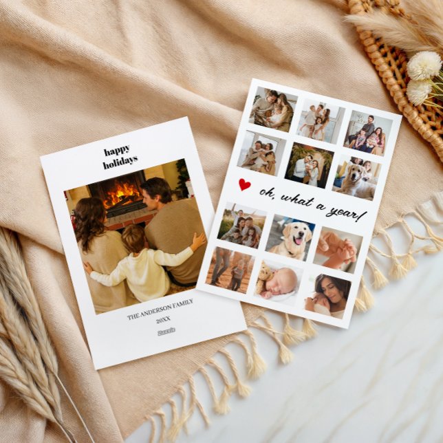Åh, vilket år Familjefotocollage Hjärta Julkort (Skapare uppladdad)