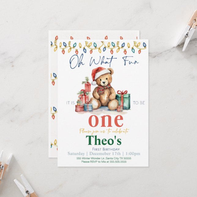 Åh, vilket roligt det är att vara en teddybjörn-in inbjudningar (Fram/Back In Situ)