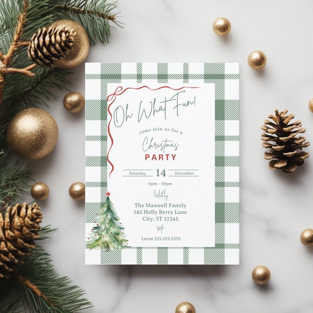 Åh Vilket vykort för julfestinbjudan i Roligt (Oh What Fun Christmas Party Invitation Postcard
)