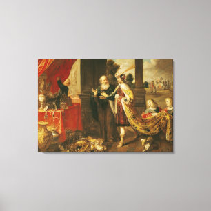 Ahasuerus visning hans skatt till Mordecai Canvastryck