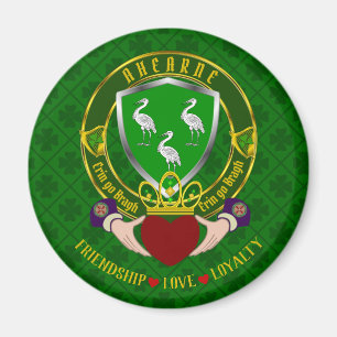 Ahearne Irish Shield & Claddagh Magnet