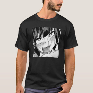 Ahegao Anime Girl with Tunga and Händer out Weeb t Shirt