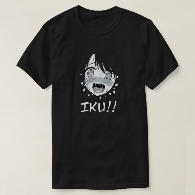 Ahegao Ansikte Anime Manga Hentai Girl Iku T Shirt (Design framsida)