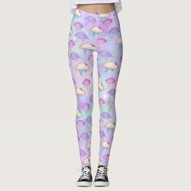 Ahegao pastelldamasker leggings (Framsida)