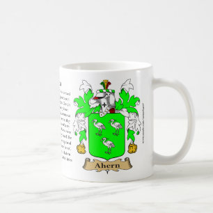 Ahern, ursprung, det menande och vapenskölden kaffemugg