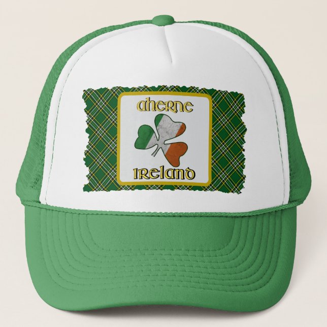 Aherne Irish Flagga Shamrock Truckerkeps (Framsida)