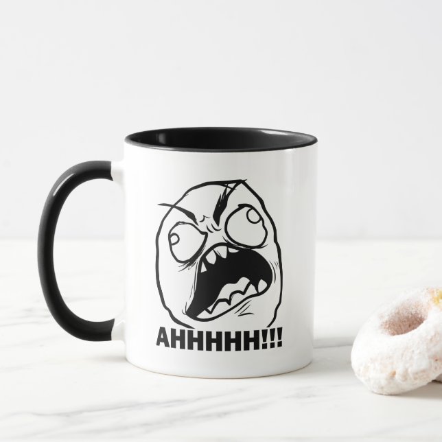 Ahhh!! Mugg för ursinneansikteMeme kaffe (Med munk)