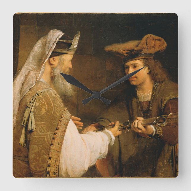 Ahimelech ge Goliates svärd till David Fyrkantig Klocka (Framsida)