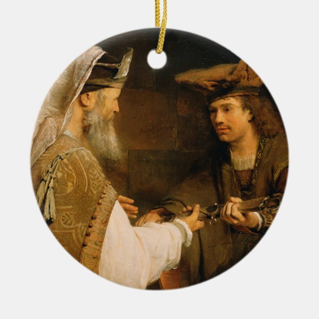 Ahimelech som ger svärd av Goliath till David Julgransprydnad Keramik (Framsidan)