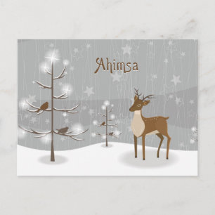 Ahimsa Helgdag Reindeer Helg Vykort