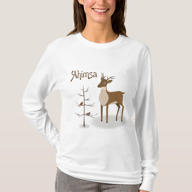 Ahimsa Helgdag Reindeer T Shirt (Framsida)