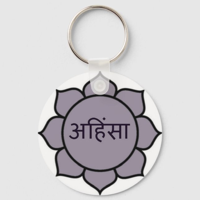 Ahimsa Lotus Lila Nyckelring (Framsida)