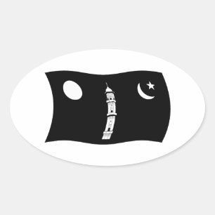 Ahmadiyya-rörelsens flaggsticker ovalt klistermärke
