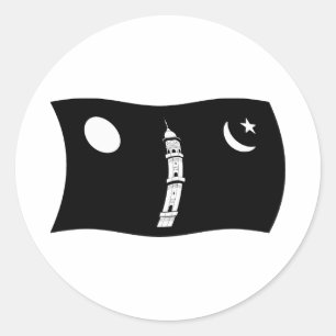 Ahmadiyya-rörelsens flaggsticker runt klistermärke