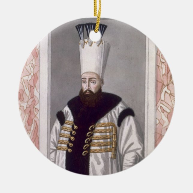 Ahmed III (1673-1736) Sultan 1703-30, från 'en Julgransprydnad Keramik (Framsidan)
