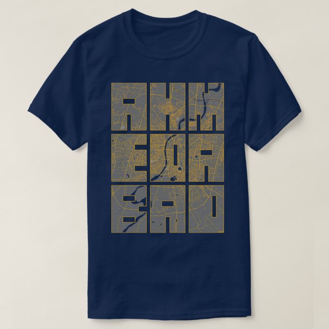 Ahmedabad Gujarat India City Karta Typography Bauh T Shirt (Design framsida)