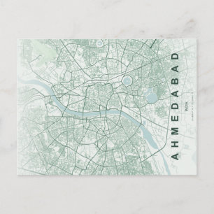 Ahmedabad Indien Stadskarta Minimalistisk Design Vykort