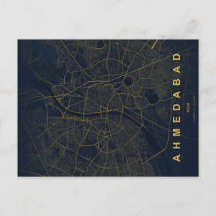 Ahmedabad Indien Stadskarta Minimalistisk Design Vykort