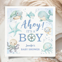 Ahoj, det är en nautisk baby shower pojke blå